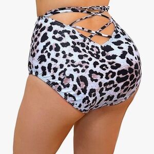 Leopard Print High-Waisted Bikini Bottoms